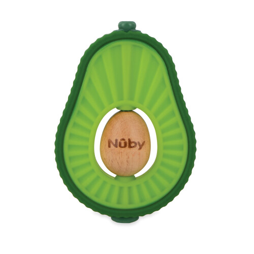 Nuby Nuby Silicone Avocado Teether with Spinning Wood Seed- 3+ Months 1
