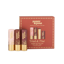 Poppy & Pout Tintas Labiais Naturais, Tubos de Papelão Sustentáveis, Preenchidos à Mão, Cera de Abelha, Vitamina E, Óleo de Coco