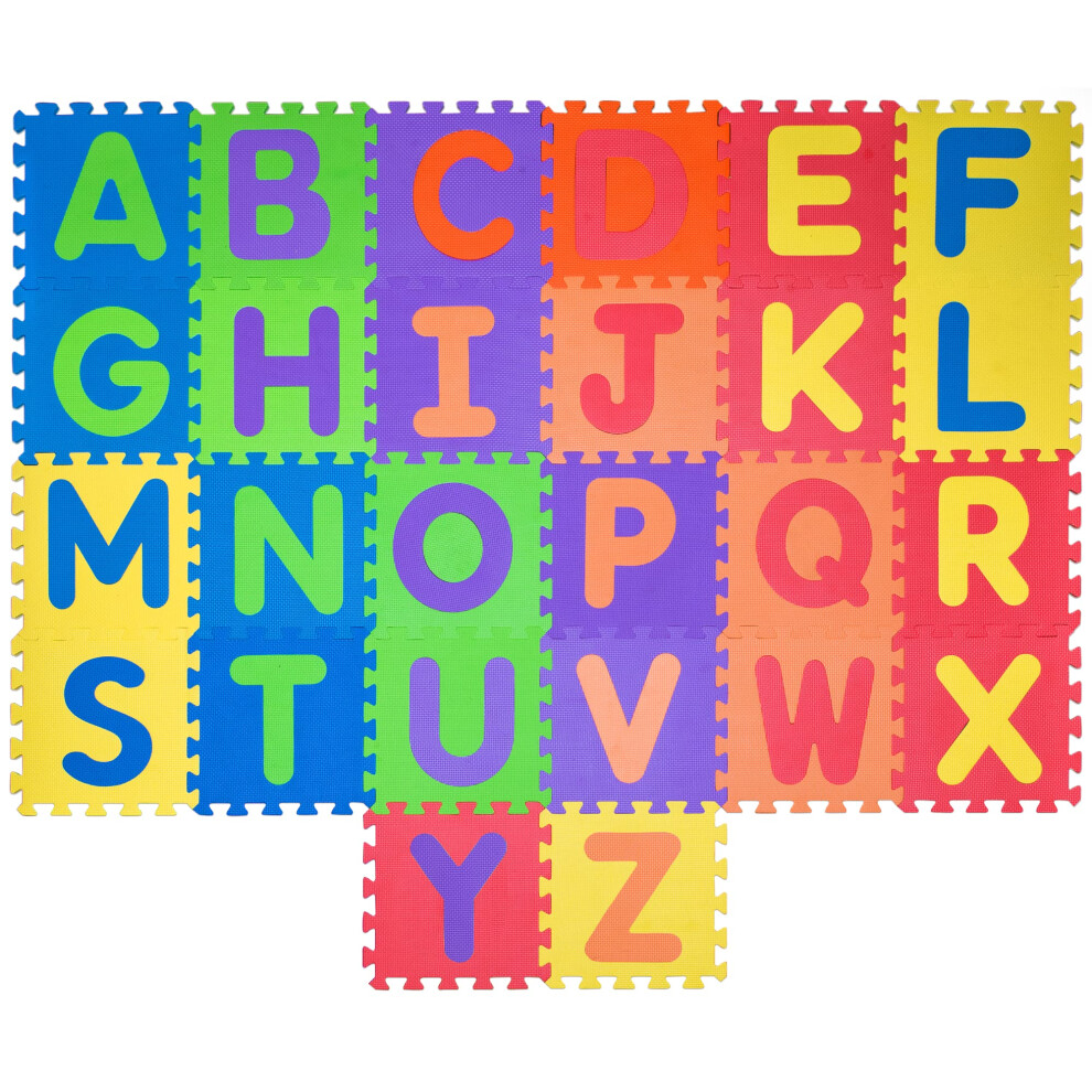Baby Loovi Foam Abc Play Mat - Interlocking Alphabet Floor Mat For Kids Baby Toddlers - Soft 26 Tiles For Exercise 12X12- Floor Coverage 26 Sq F