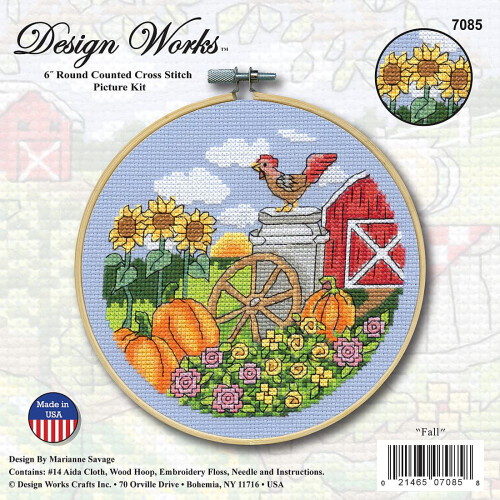 Design Works Crafts Fall Counts Cross Stitch Kit com argola 1