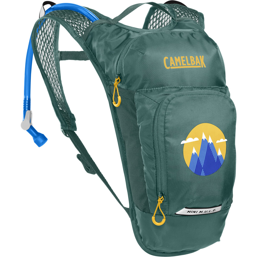 Camelbak Mini M.u.l.e. Kids Hydration Backpack For Hiking And Biking - 50Oz Green/ Mountains