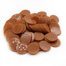 HAKITAROOM S?t med 100 uigennemsigtige plastik l?ringst?llere Mini Poker Chips Spil Poletter med opbevaringsboks (chokolade 1 tomme)