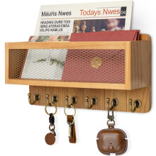 Rebee Vision Farmhouse Cle et porte-courrier pour mur avec panier de courrier en maille: support mural de l'organisateur de courrier decoratif av