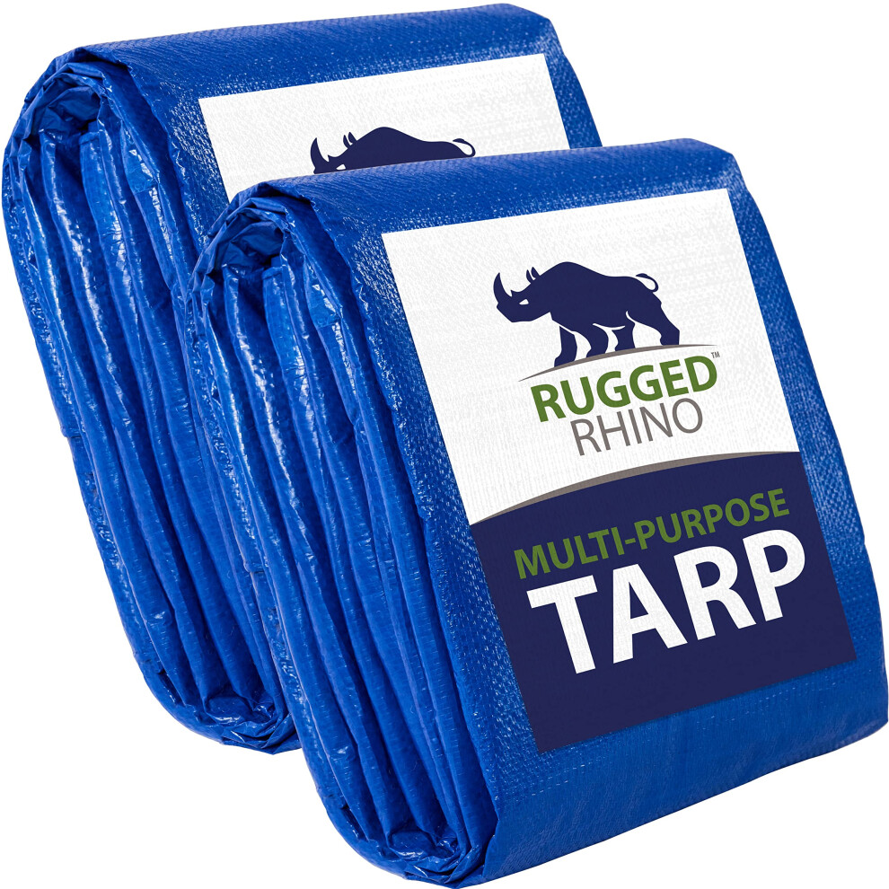 Rugged Rhino All Weather 100% Waterproof Heavy Duty Tarp  2 Pack  5 Mil UV Temperature Resistant Tarps  High Durability Multipurpose Cover  for Home O-image-OPC-PGBSZMP-NEW