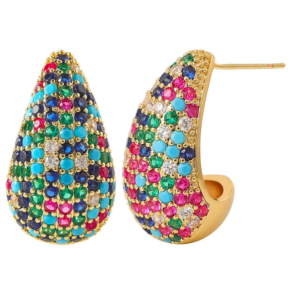 Gelvtic Klobige, Vergoldete Ohrringe F R Damen, Fransen-Ohrringe, Kronleuchter-Strass-Kristall-Tropfenohrringe, Zirkonia, Champagner-Ohrringe F R-image