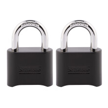 Cadeado de Combinação Preto Master Lock, Defina Seu Próprio Código, Resistente ao Clima, 2 Unidades