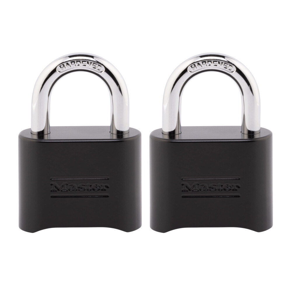 Master Lock Black Combination Padlock  Set Your Own Combo Lock  Weather Resistant Indoor and Outdoor Padlocks with Code for Gym Locker  Gate  Shed  2
