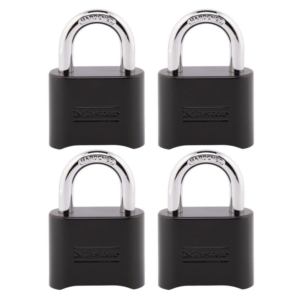 Master Lock Black Combination Lock  Customizable Combo Padlock  Indoor and Outdoor Weather Resistant Lock with Resettable Code for Gates  Lockers  4 P