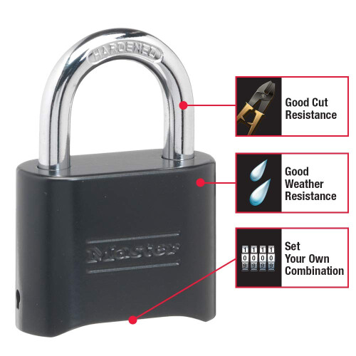 Master Lock Master Lock Μαύρη Συνδυαστική Κλειδαριά, Προσαρμόσιμη, Εξωτερική και Εσωτερική Χρήση 2