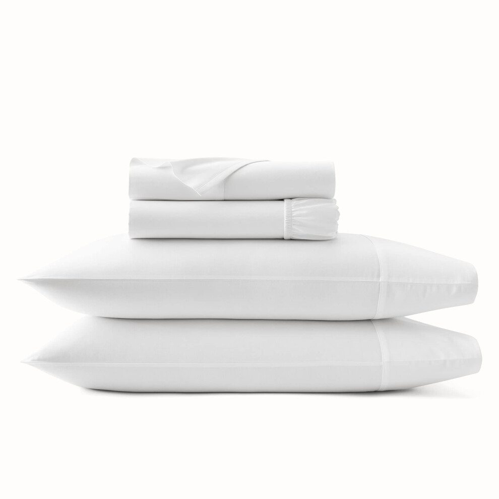 Parure de draps     ourlet Signature BOLL & BRANCH - 100 % coton biologique de luxe - 1 drap plat, 1 drap-housse et une taie d'oreiller avec ourlet