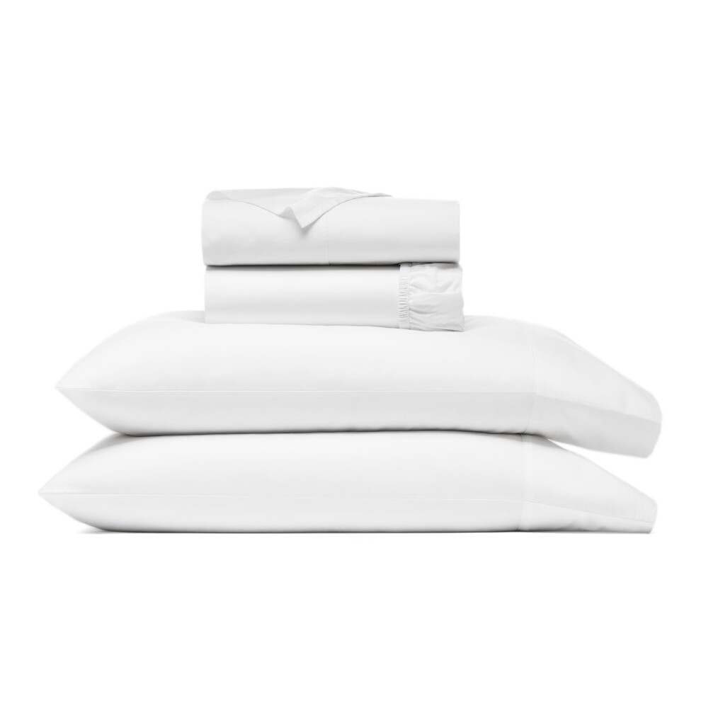 Parure de draps     ourlet Signature BOLL & BRANCH - 100 % coton biologique de luxe - 1 drap plat, 1 drap-housse et 2 taies d'oreiller avec ourlet