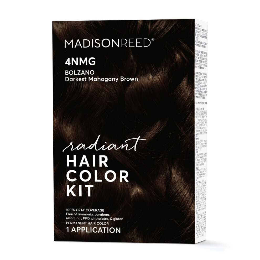 Madison Reed Radiant Hair Color Kit, Dunkelstes Mahagonibraun F R 100 % Grauabdeckung, Ammoniakfrei, 4NMG Bolzano Brown, Permanente Haarfarbe, 1E-image