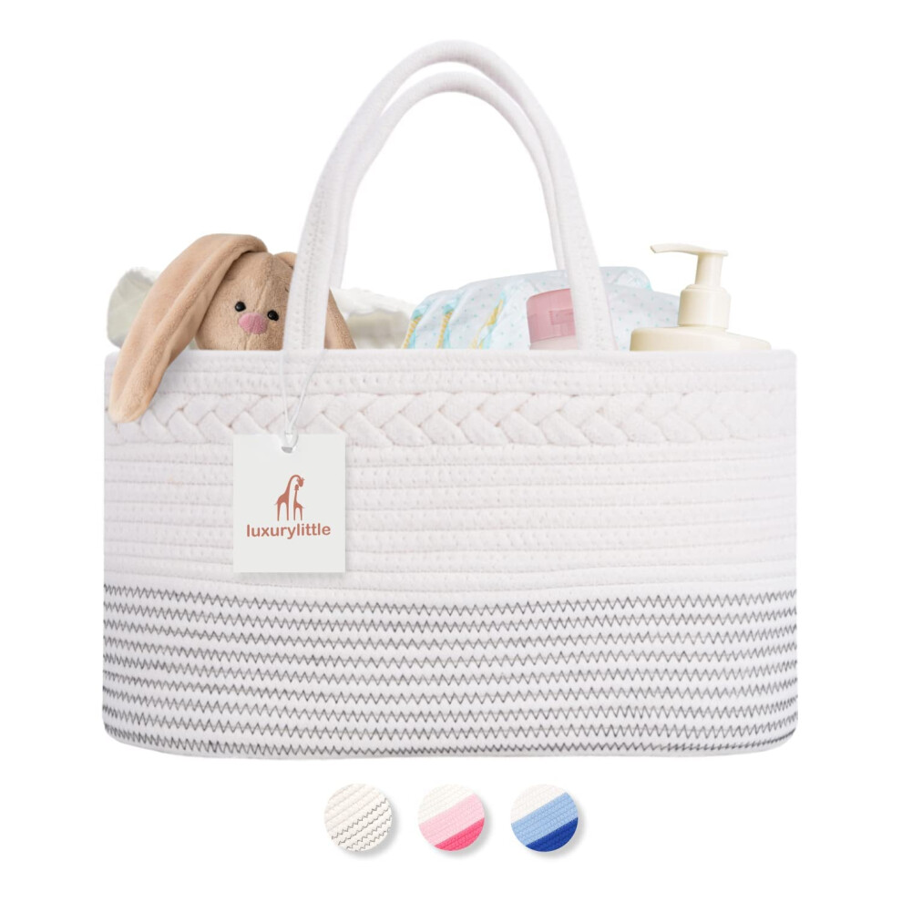 luxury little Diaper Caddy Organizer  Extra Large Cotton Rope Nursery Basket  Changing Table Organizer for Baby Diaper Storage  Portable Car Organizer