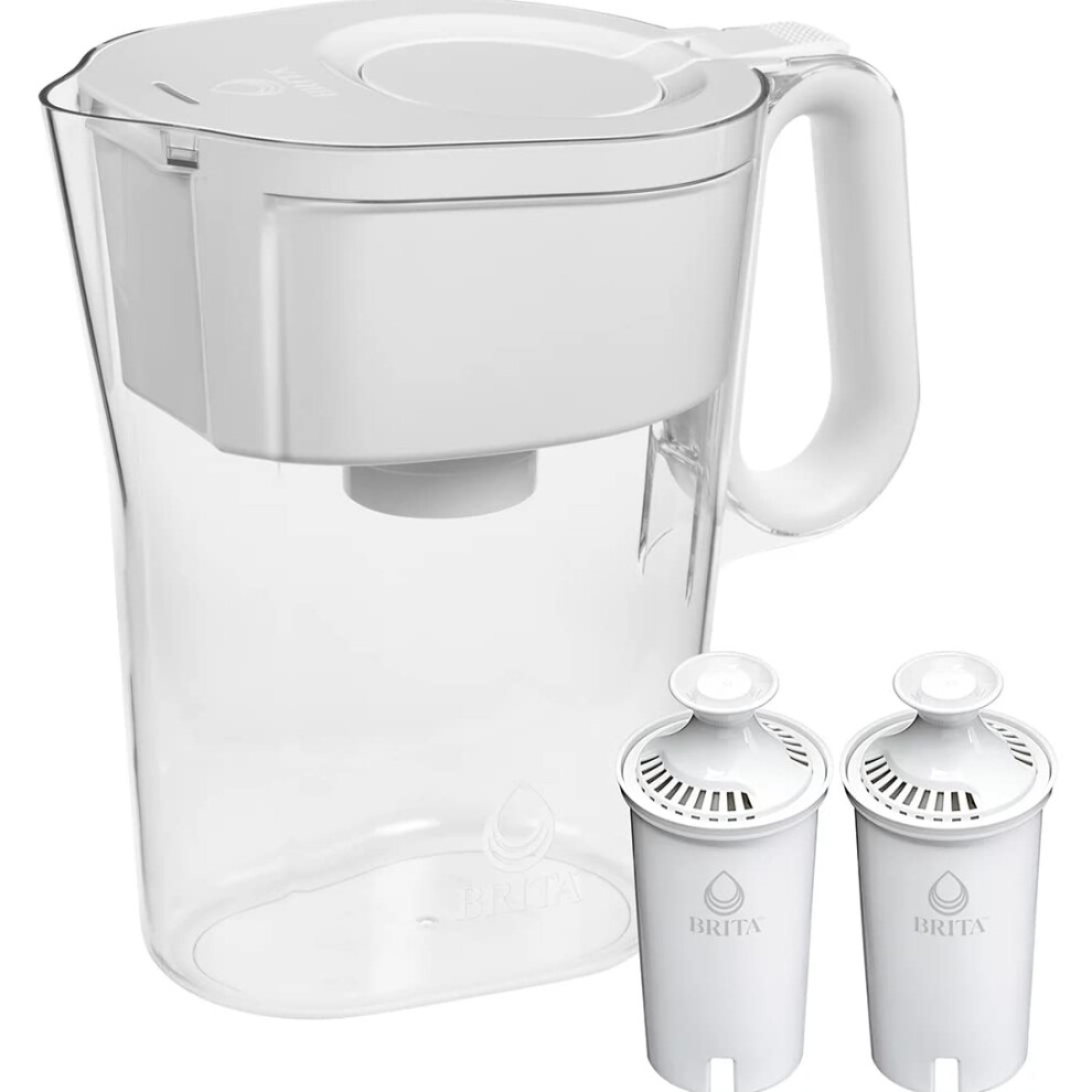 Brita Large 10 Cup Water Filter Pitcher with Smart Light Filter Reminder and 2 Standard Filtes  Made Without BPA  White (Packaging May Vary) (1512822)