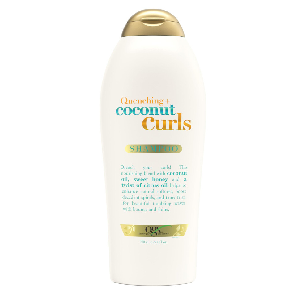 OGX Quenching + Coconut Curls  Moisturizing Shampoo for Curly Hair  Detangling  Curl Enhancing  25.4 fl oz