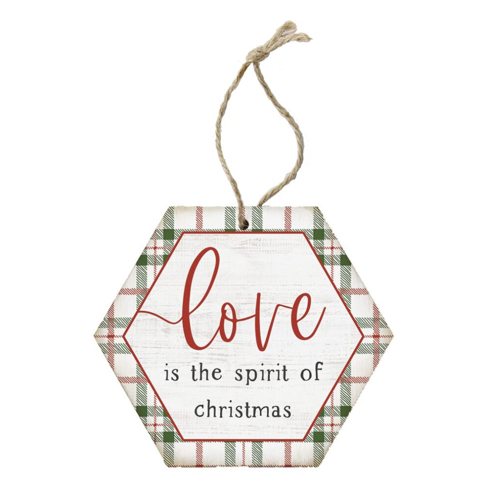 Simply Said Inc. L'unico Regalo Di Cui Hai Bisogno: Love Spirit Plaid - Decorazione Rustica In Legno Per L'albero Di Natale, 4,5 X 6,88 Pollici O-image