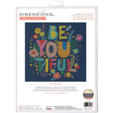 Dimensioni 70-35412 Kit punto croce contato Be-You-Tiful per principianti 14 Cnt. Tela Aida blu scuro 11"" x 11"""" 4pz