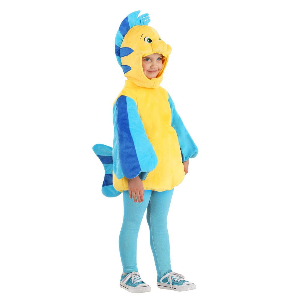 Photos - Fancy Dress Fun Costumes Disney The Little Mermaid Toddler Flounder Fish Jumpsuit Halloween Outfit 4T