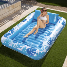 Sloosh Aufblasbare Brunungs-Poolliege Float-XL 85"" x 57"" Extra groe Sonnenbrunungswanne fr Erwachsene Bett Blow Up Raft Lounge Floatie XL-Blau