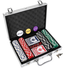 LUOBAO Pokerchipset fr Texas Holdem Blackjack-turneringar med aluminiumfodral 2 kortlekar Dealer Small Blind Big Blind-knappar och 5 trningar 1