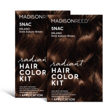 Madison Reed Radiant Hair Colour Kit Donker Chocoladebruin voor 100% Grijsdekking Ammoniakvrij 5NAC Milano Brown Permanente Haarverf, 2 stuks