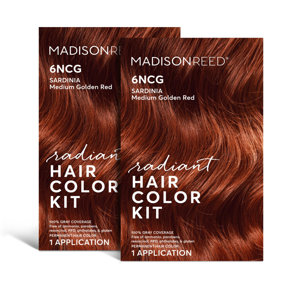 Madison Reed Radiant Hair Color Kit, Rosso Amaretto Medio, Per Una Copertura Dei Capelli Bianchi Al 100%, Tintura Permanente Per Capelli Rosso Sa-image
