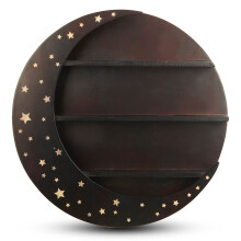 HOP SKIP Wooden Crescent Moon Shelf for Crystals and Essential Oils - 2.75 x 15.55 x15.55 - Wall Mounted Half Moon Decorative Display Crystal Shelf
