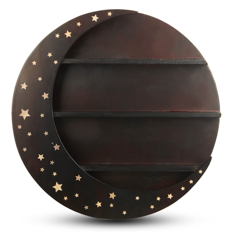 Skip Hop Hop Skip Wooden Crescent Moon Shelf For Crystals And Essential Oils - 2.75 X 15.55 X15.55 - Wall Mounted Half Moon Decorative Display Crystal Shelf