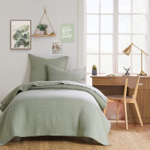 Levtex Home - Cross Stitch Desert Sage Set Quilt - 100% bumbac - matlasare twin/twin XL (68x86in.) + 1 Standard Sham (26x20in.) - Reversibil - ?e