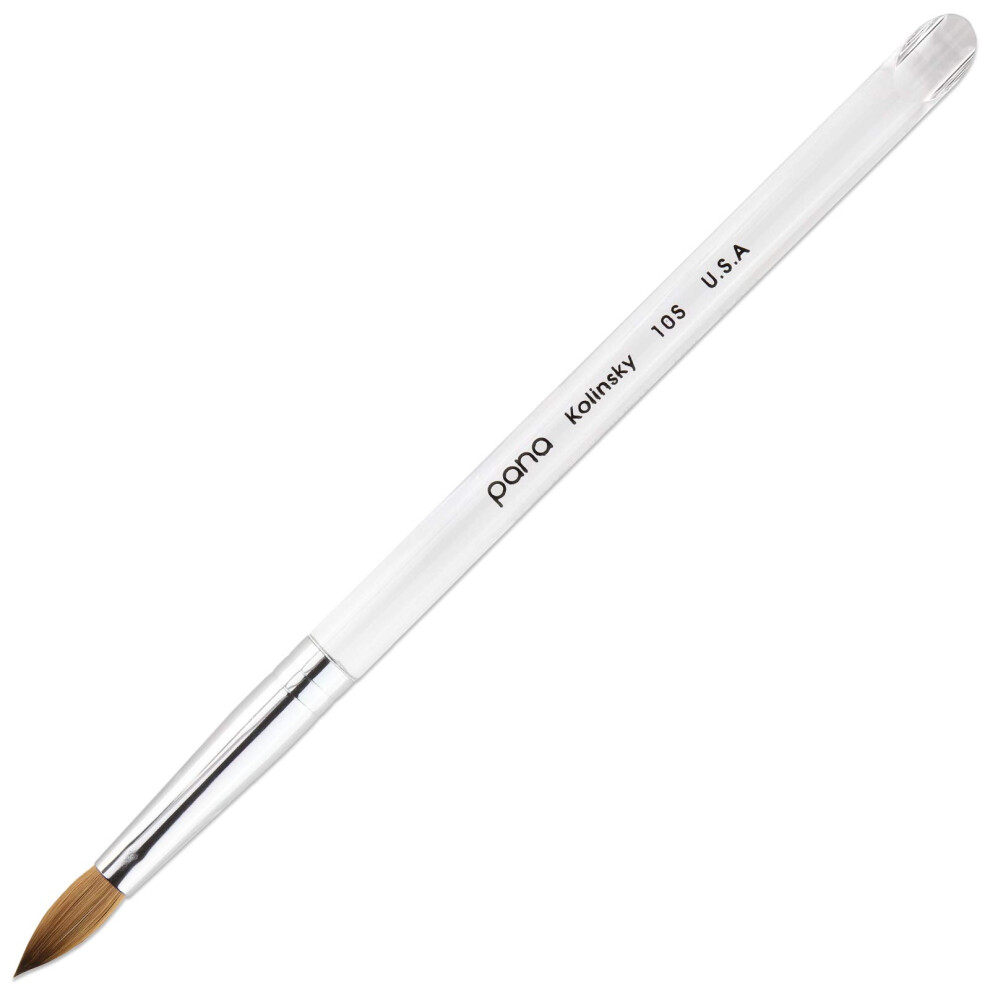 Pana 100% Pure Kolinsky Hair Bristles Acrylic Nail Brush Oval Crimped Shaped Mahogany Wood Handle (Size 10 Mahogany)
