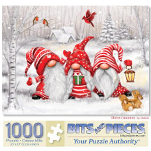 Bits and Pieces - Rompecabezas de 1000 piezas para adultos, 50 x 68 cm - Tres gnomos - Rompecabezas navide o de invierno de 1000 piezas de la art