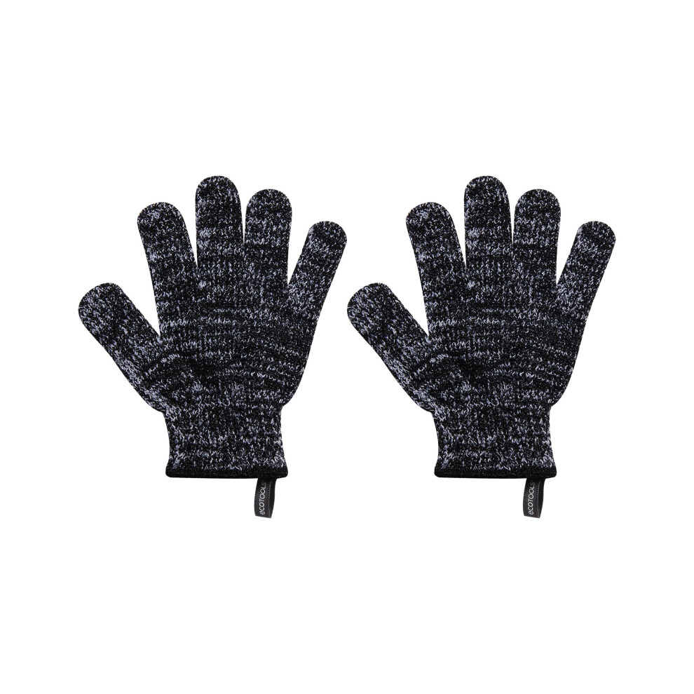 EcoTools Charcoal Bath + Shower Gloves  Exfoliating Gloves Remove Dead Skin & Cleanse Whole Body  Bath Gloves Infused With Charcoal To Scrub & Purify