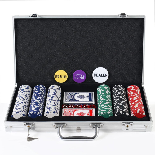 LUOBAO 300 Τεμάχια Σετ Μάρκες Πόκερ για Texas Holdem, Blackjack, Τουρνουά με Αλουμινένια Θήκη