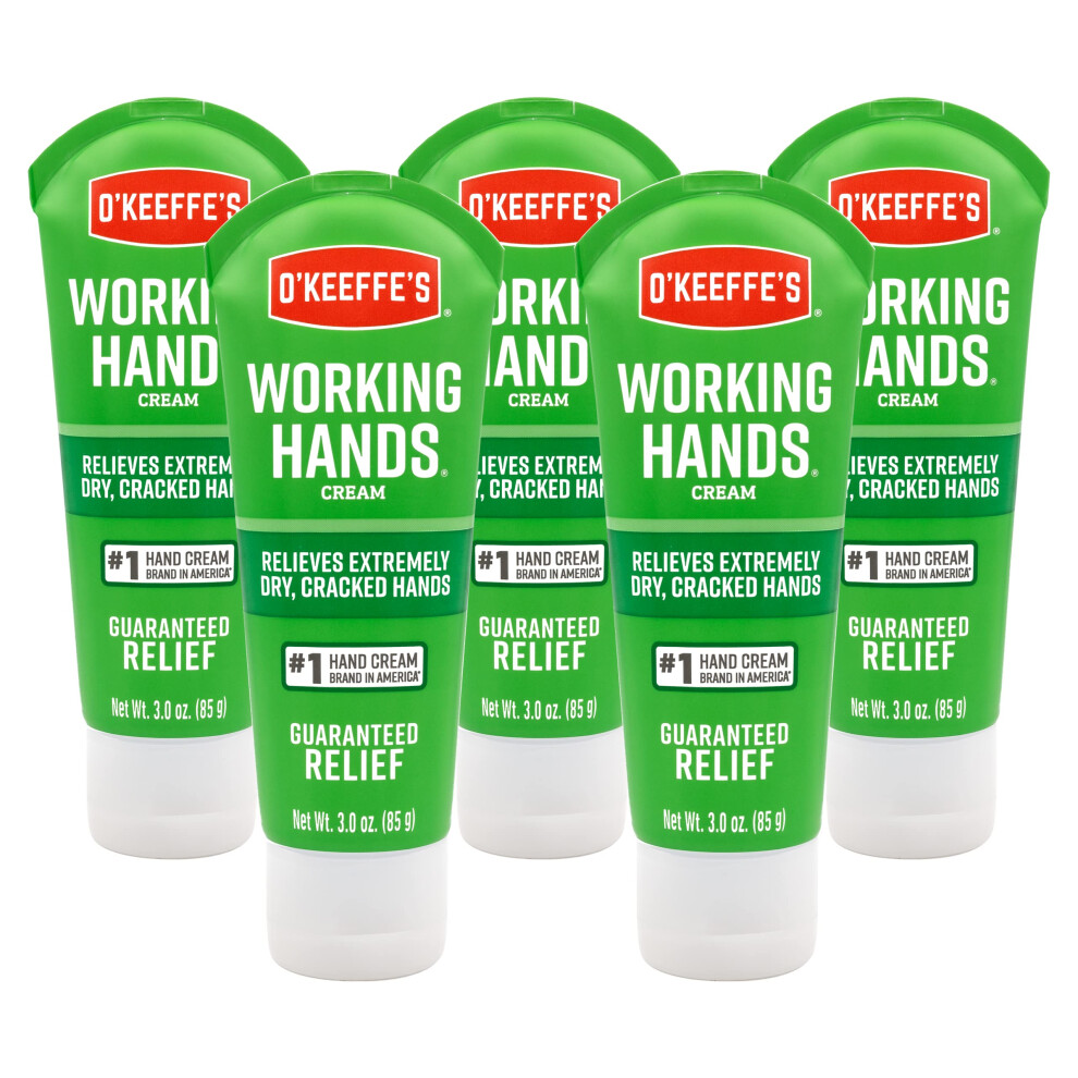 O'Keeffe's Working Hands Hand Cream  Relieves and Repairs Extremely Dry Hands  3 oz Tube  (Pack of 5)