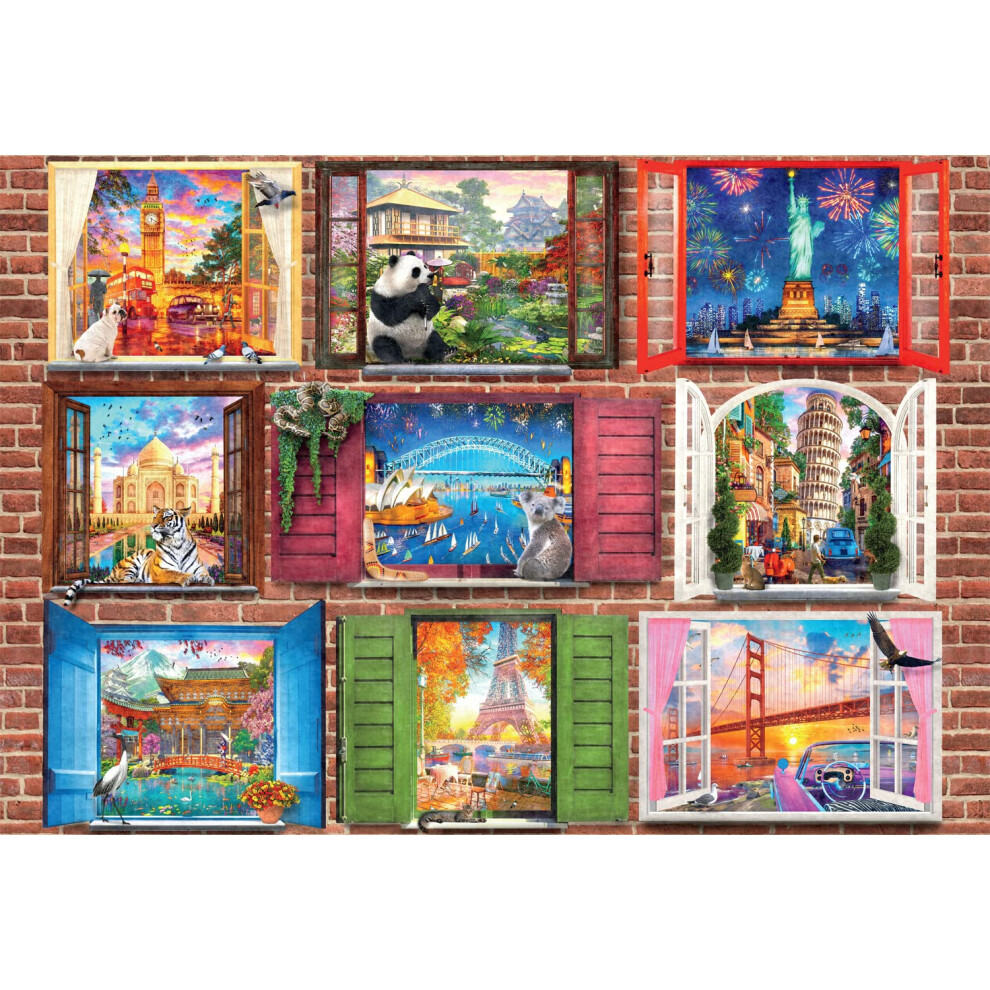 Buffalo Games- Finestre Aperte Al Mondo Puzzle, Multicolore, 2469