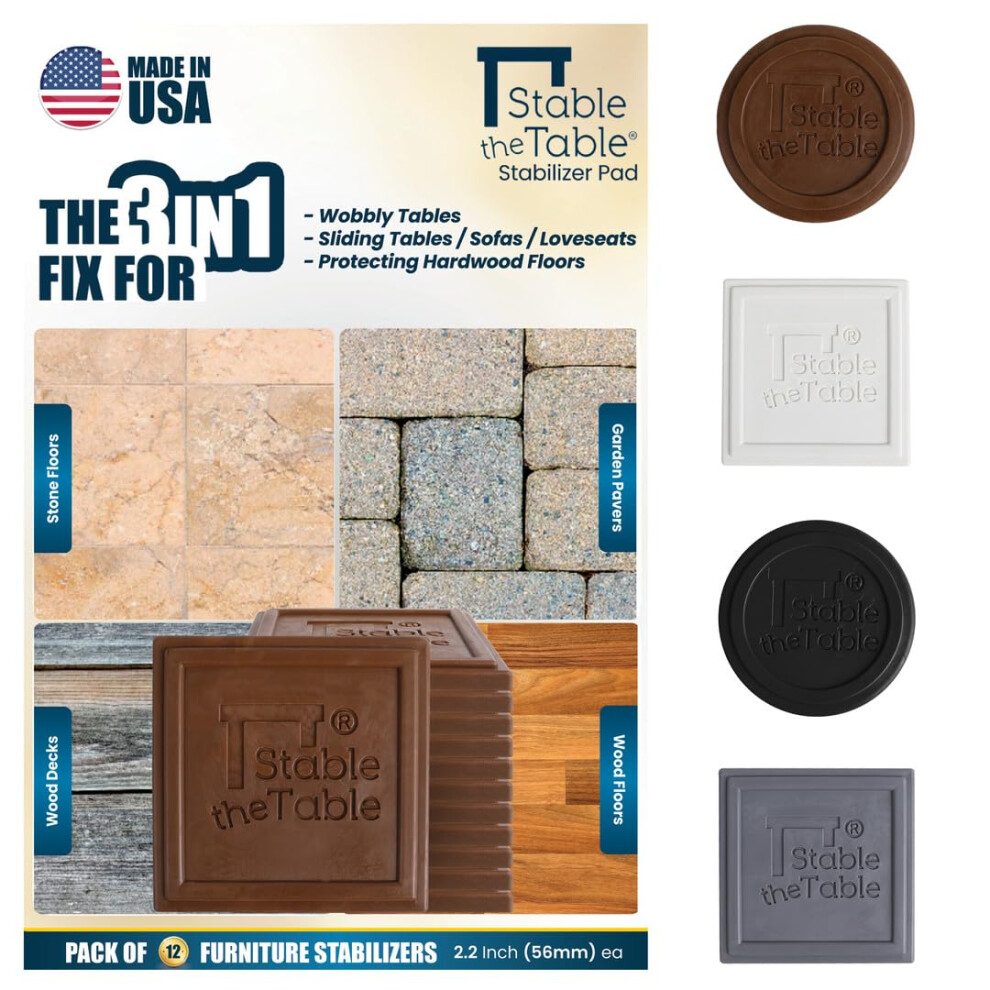 Stable The Table-12 Pack Walnut Square/Furniture Levelers/Furniture Grippers for Hardwood Floors/Floor Protectors for Furniture/Stacking Furnitu-image-OPC-PFRRB8T-NEW