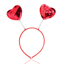 Cerchietto a Cuore Rosso - Copri Orecchie di Cupido in Rosso con Paillettes - Accessorio per San Valentino e Feste