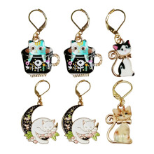 Sexyppl 6 Stck Katzen-Hkelmarkierer, abnehmbare Maschenmarkierer zum Stricken und Hkeln, niedliche Metallanhnger, tolles Geschenk, Stricklieferan