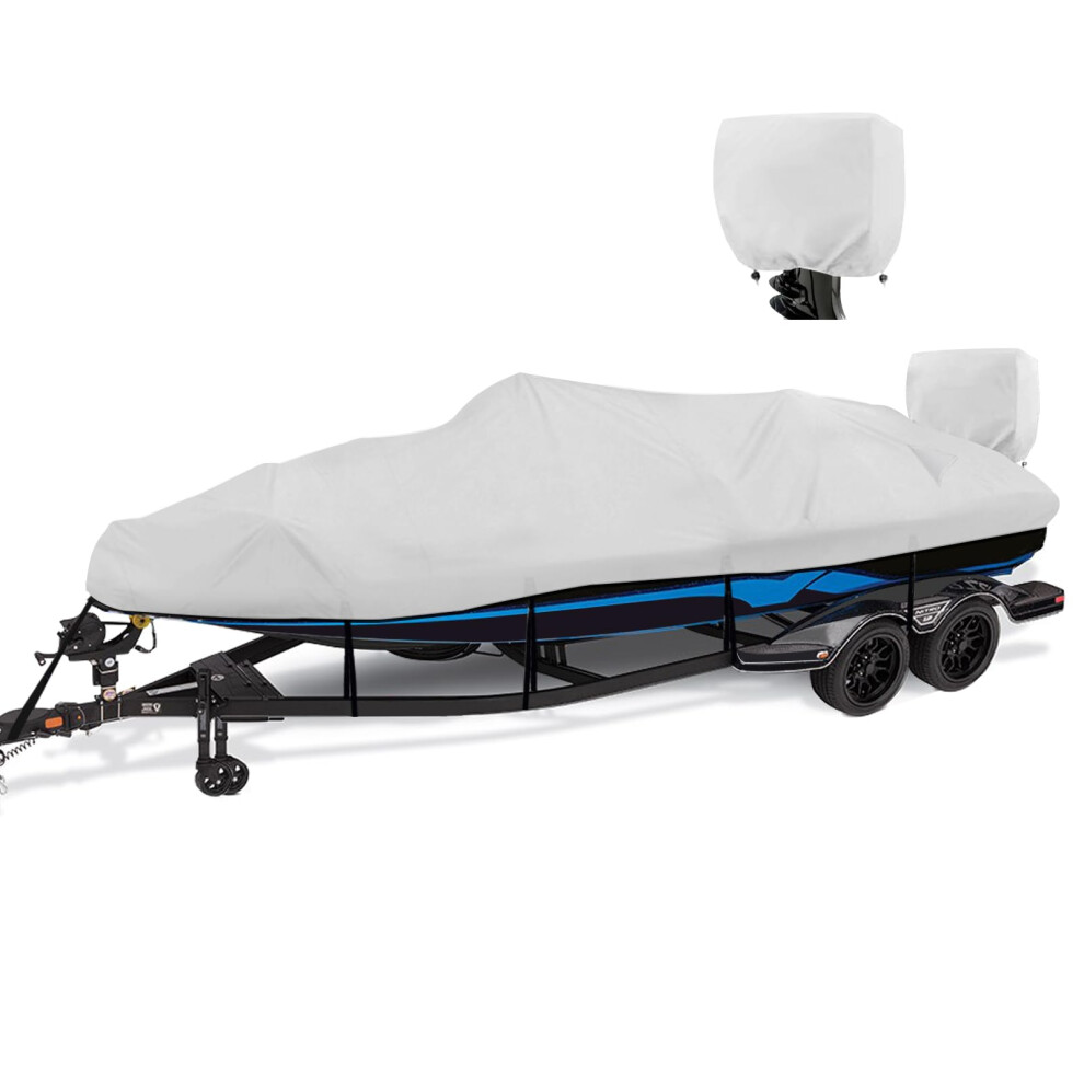 Housse De Bateau Yimsting 17-19 Pieds Pieds 900D Housses De Bateau Imperm Ables Avec Housse De Moteur Convient Aux Bateaux De P Che Coque En V-image