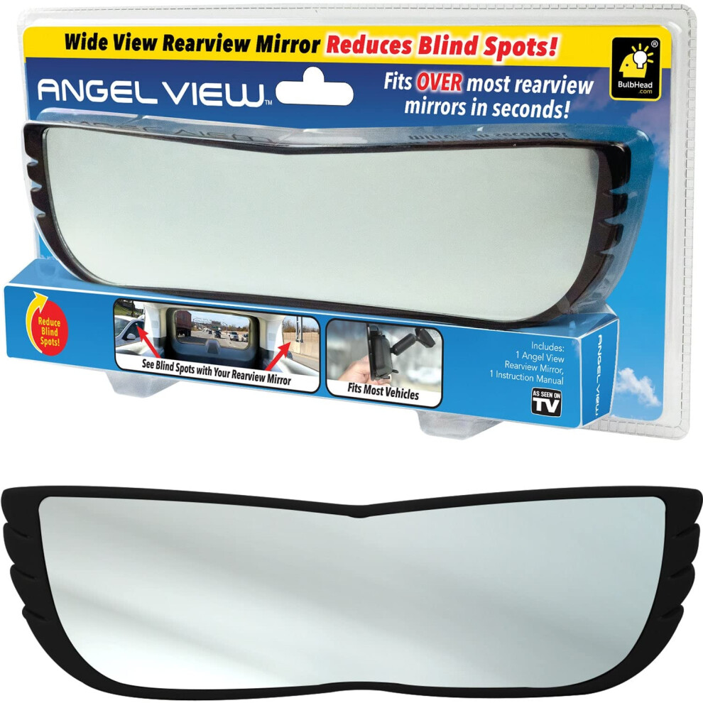 New Improved Angel View Wide-Angle Rearview Mirror As-Seen-On-Tv Reduce Blind Spots Installs In Seconds Fits Most Cars Suvs & Trucks 097298157325