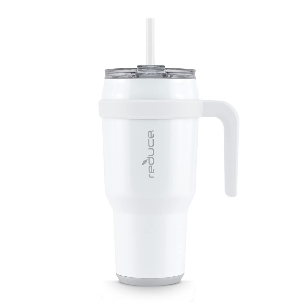 se rutilisable de voiture avec de la paille ou du couvercle de rotation  l'preuve garde les boissons froides toute la journe - blanc brillant
