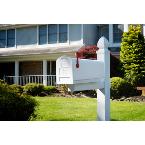 Architectural Mailboxes Parsons Plastic Post Mount Mailbox, Code A, PL10W0AM, Wit, Gemiddelde Capaciteit, 1 Stuk 1