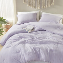Ensemble de Couette Codi Lavande Violet Boho pour Filles, Design Pompon Esthétique, Literie Douce en Microfibre