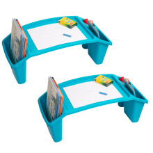 Mind Reader Kids Lap Desk Set of 2 Activity Tray Drawing Stackable Portable Plastic 22.25"""" L x 10.75"""" W x 8.5"""" H Blue