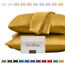 Elegant Comfort Silky and Luxurious 2-Piece Satin Pillowcase Set for Healthier Skin and Hair Hidden Zipper Closure and Beautifully Packaged Satin Pi