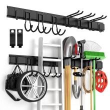 Garage Tool Organizer Wall Mount 13 PCS Yard Garden Tool Organizer Adjustable Tool Storage Rack with 8 Heavy Duty Hooks Max Load 500lbs Garage Orga