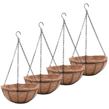 8 tuuman metalliset ripustuskorit ulkokasveille 4-pakkainen pyre metallilangallinen ripustuskori istutuskone Coco Fiber -vuorilla Ketju pyre lank