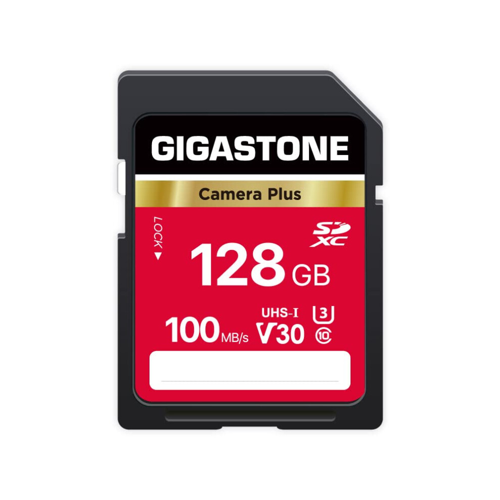 Gigastone 128GB SD Card  Camera Plus  V30 U3 SDXC Memory Card High Speed UHD Video Compatible with Canon Nikon Sony Panasonic Digital Camera  with 1 M