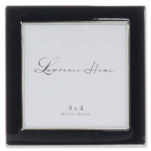 4x4 Silver Metal and Black Enamel Picture Frame