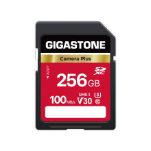 Aparat na karte SD GIGASTONE 256 GB Plus Karta pamieci SDXC V30 U3 Szybkie wideo UHD Kompatybilny z aparatem cyfrowym Canon Nikon Sony Pentax Kodak O